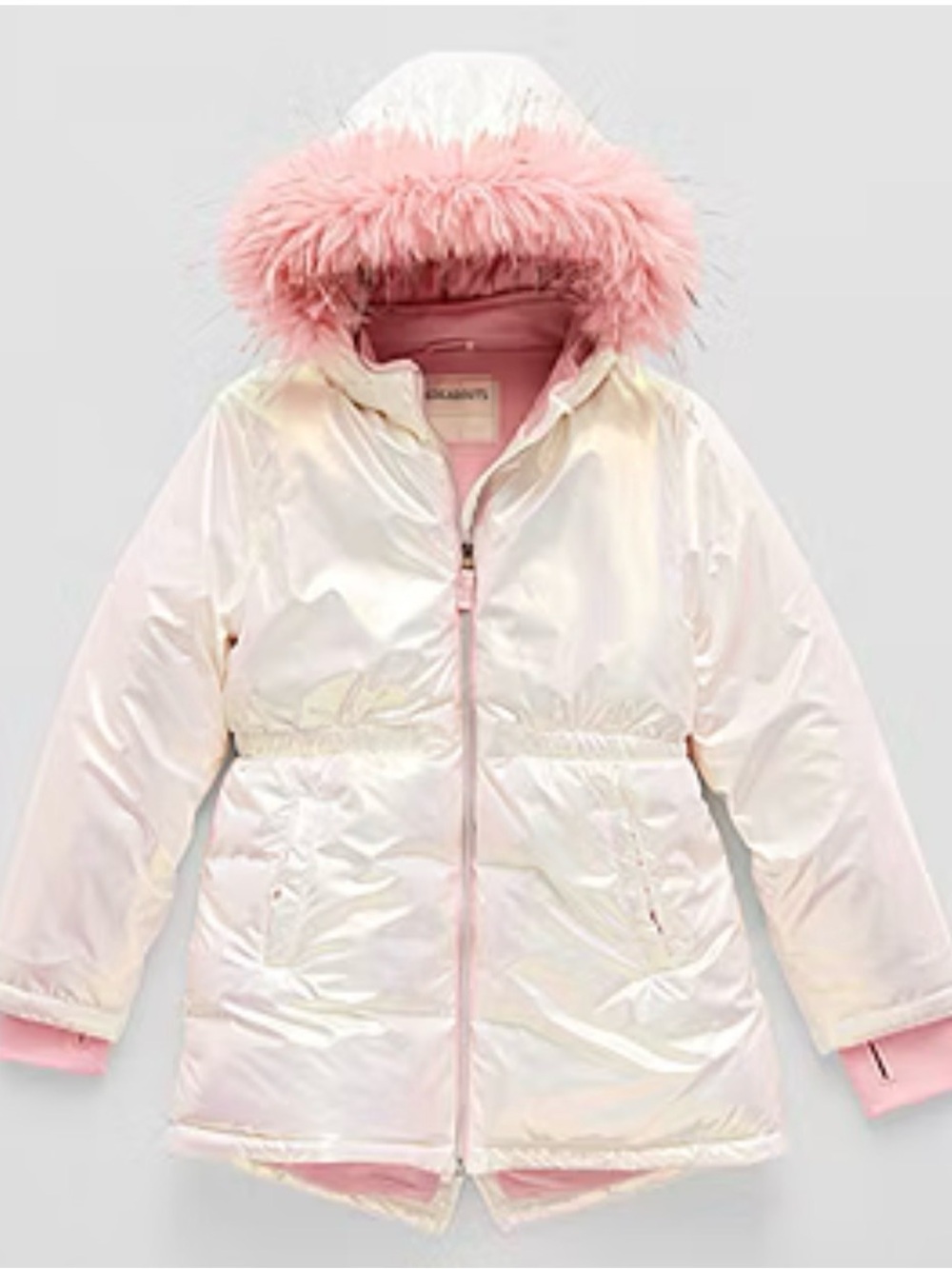 Girls' Pink Faux-Fur Trim Winter Coat